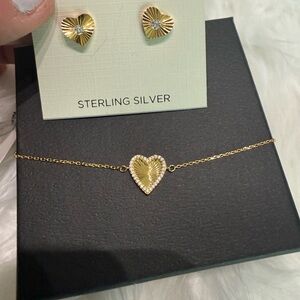 Rachel Zoe Gold Heart Bracelet and Earring Bundle